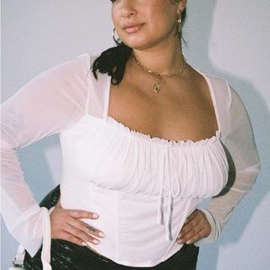 Princess Polly Lovitt Long Sleeve Top White Curve Size 14